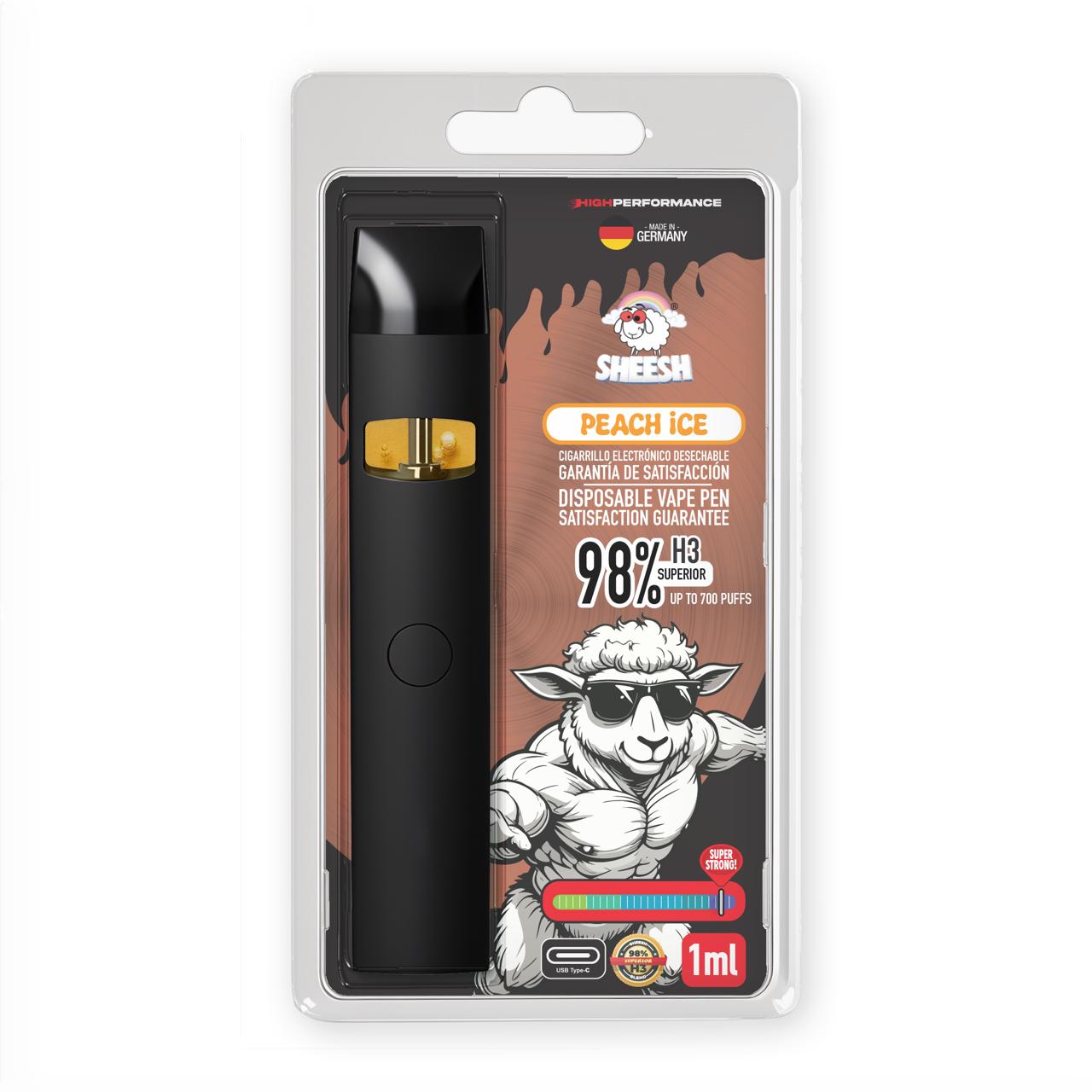 VAPE DESECHABLE H3 98% PEACH ICE 1ML – SHEESH