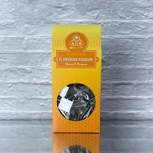 Infusión Flowering Passion – 12 bolsitas de té negro con CBD y frutas tropicales