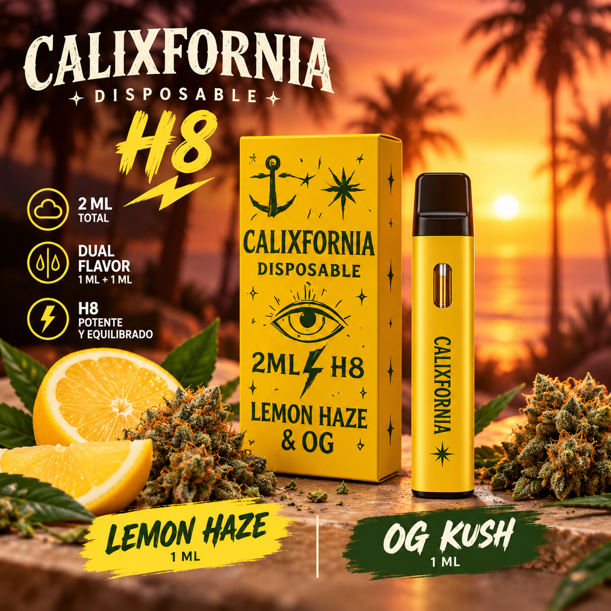 Vaper Calixfornia H8 Dual 1ml/Lemon Haze + 1ml/Og Kush