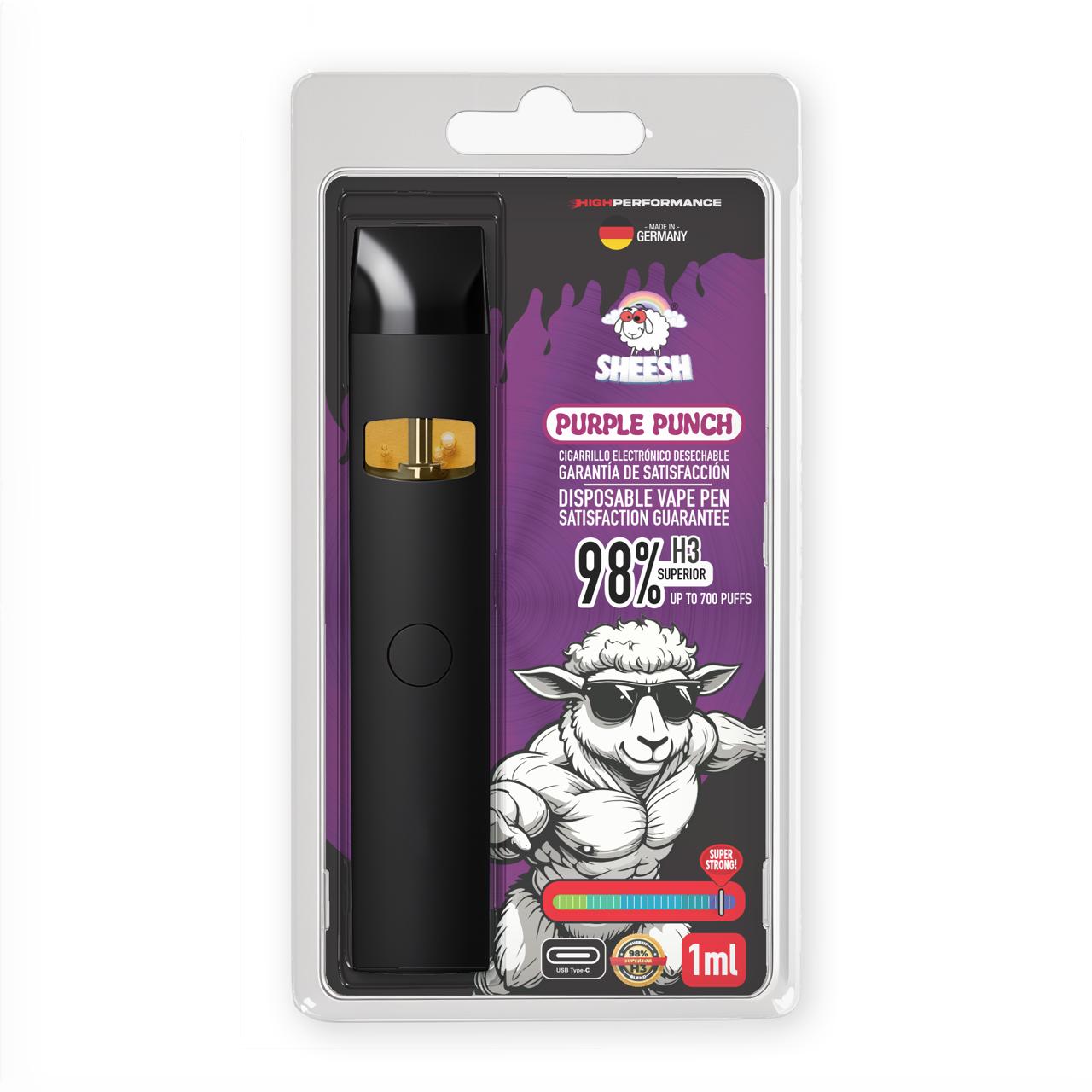 VAPE DESECHABLE H3 98% PURPLE PUNCH 1ML – SHEESH