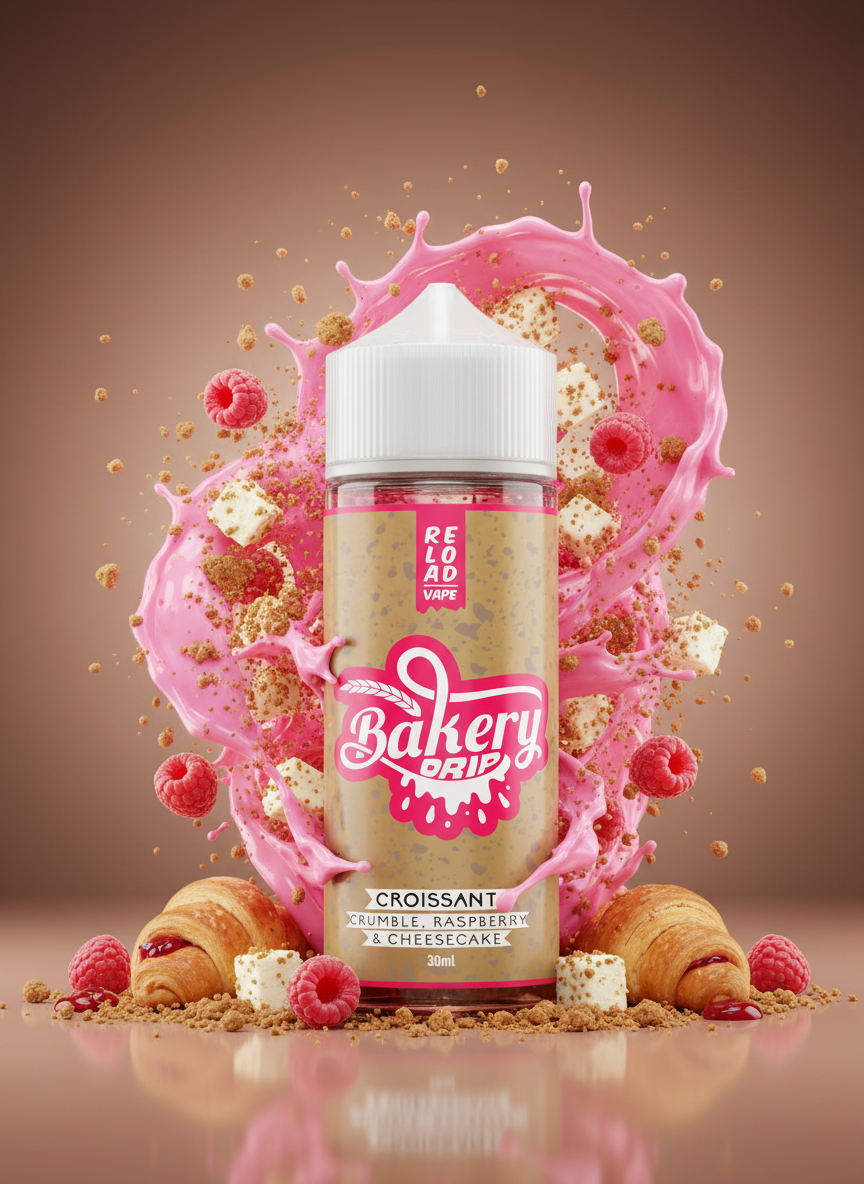 RELOADVAPE - BAKERY DRIP - CROISSANT CRUMBLE RASPBERRY & CHEESECAKE