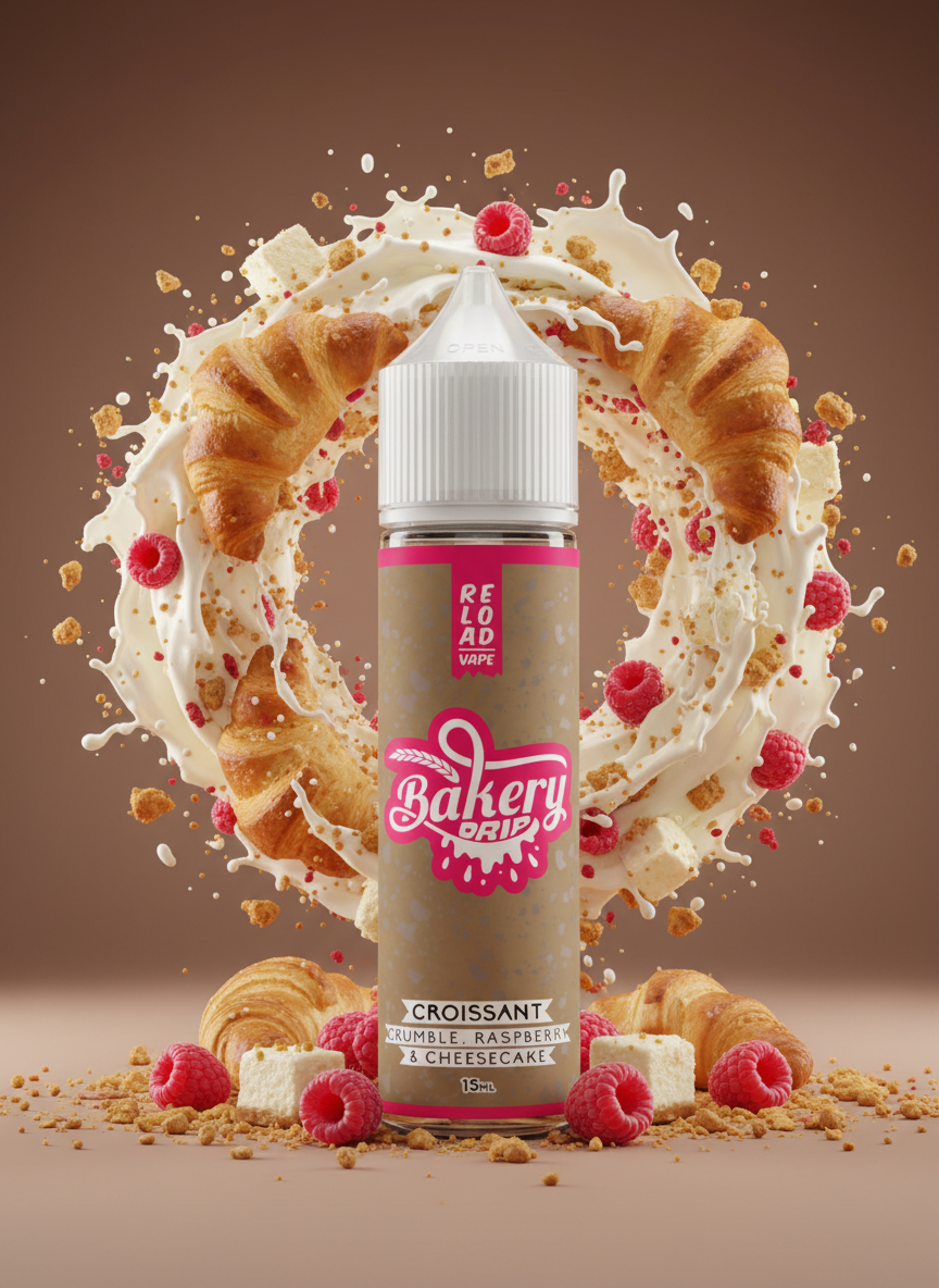 RELOADVAPE - BAKERY DRIP - CROISSANT CRUMBLE RASPBERRY & CHEESECAKE