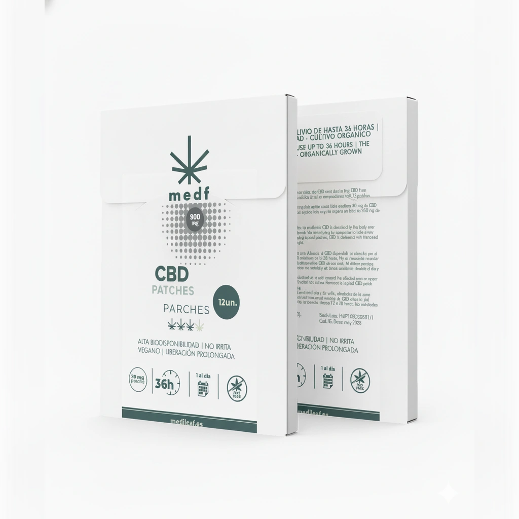 Parches CBD 30 mg Extra Fuerza MediLeaf – Hasta 36 horas de alivio continuo